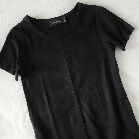 Mink Pink black faux suede t-shirt dress - Picture 2 of 6